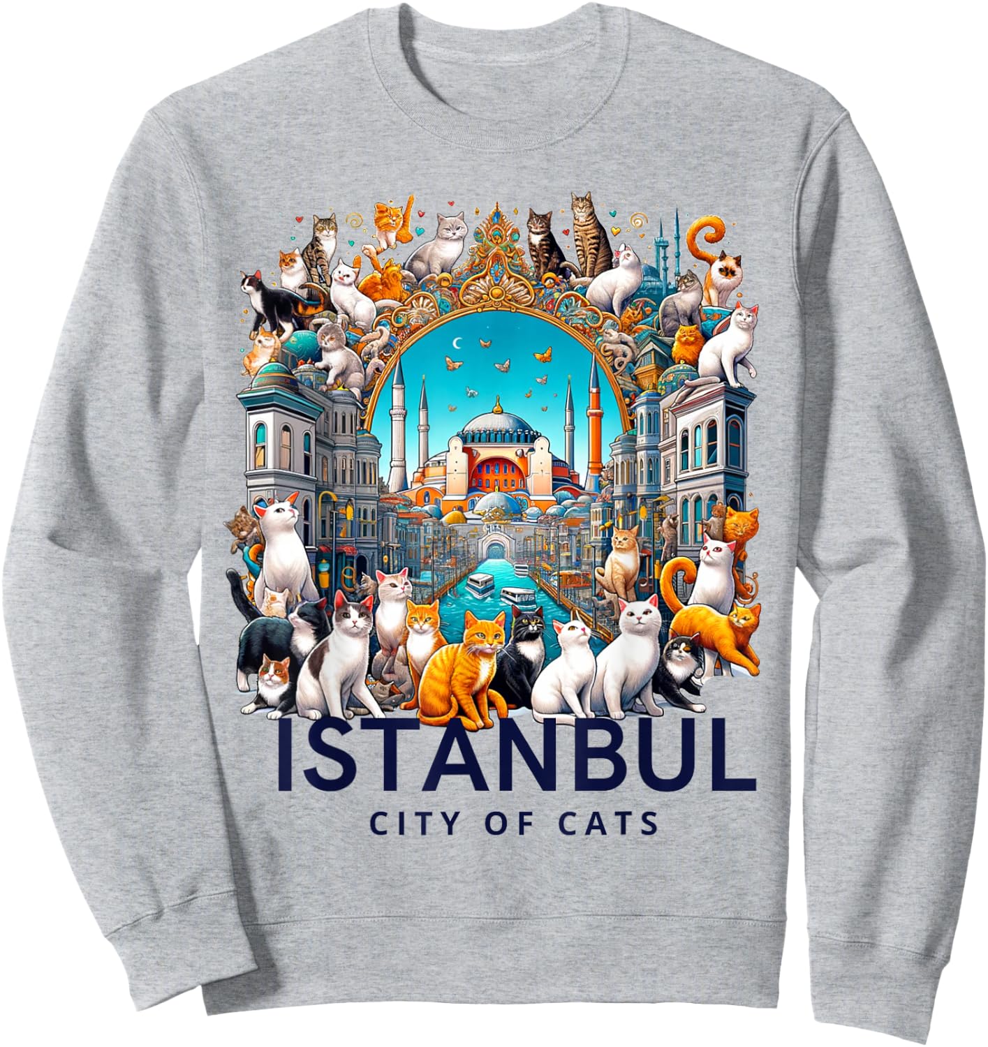 City of Cats, Istanbul - Turkish Art Sweatshirt - Sweatshirt | Ash