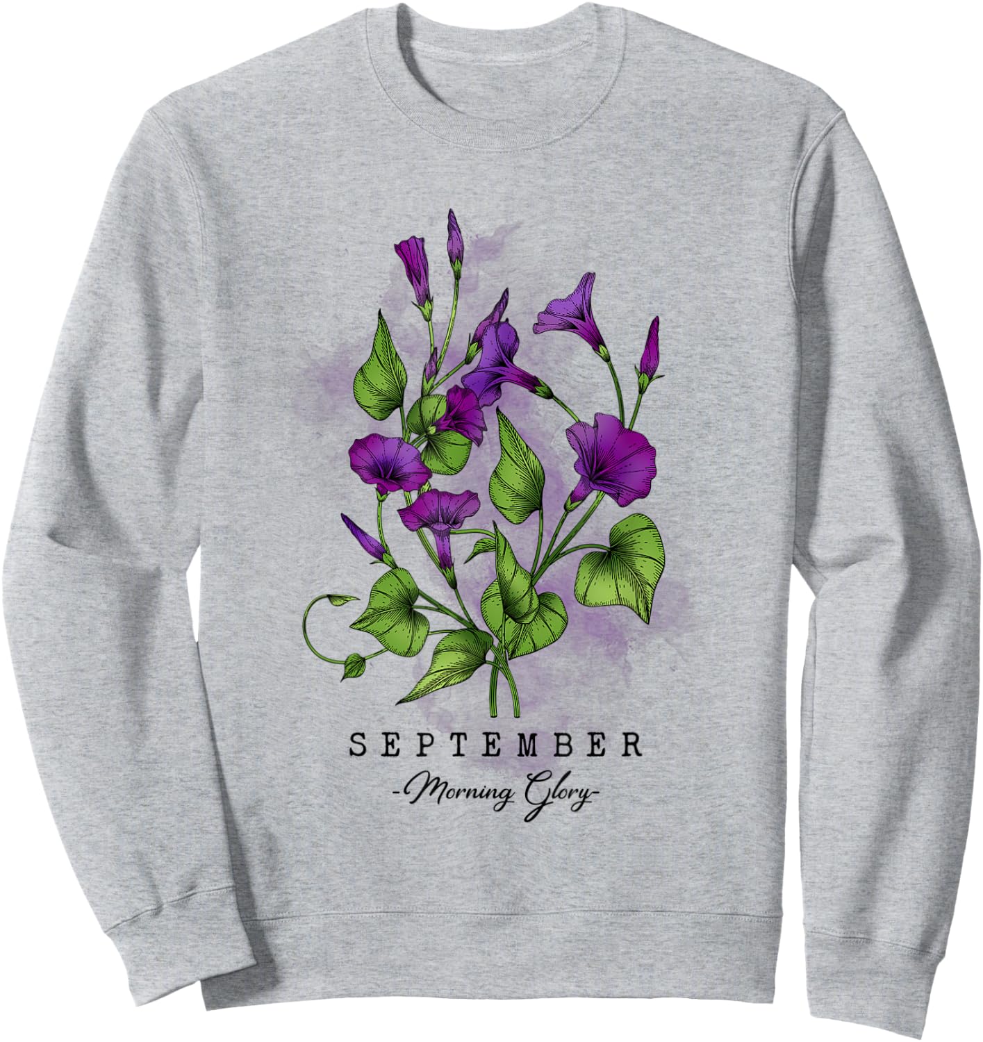 Birth Month Flowers September Morning Glory Women Girls Sweatshirt - Sweatshirt | Ash
