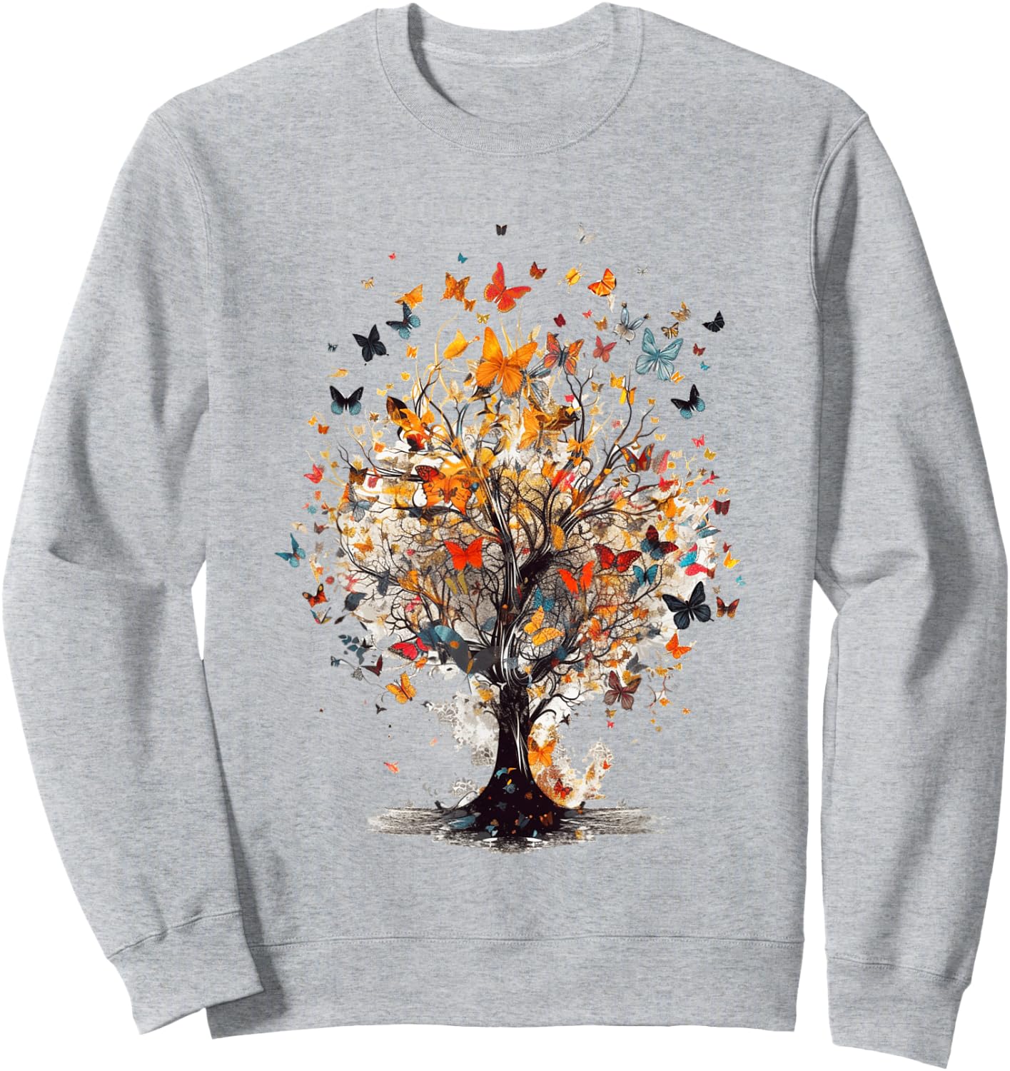 Beautiful Butterfly Tree | Nature Lover Colorful Girls Women Sweatshirt - Sweatshirt | Ash