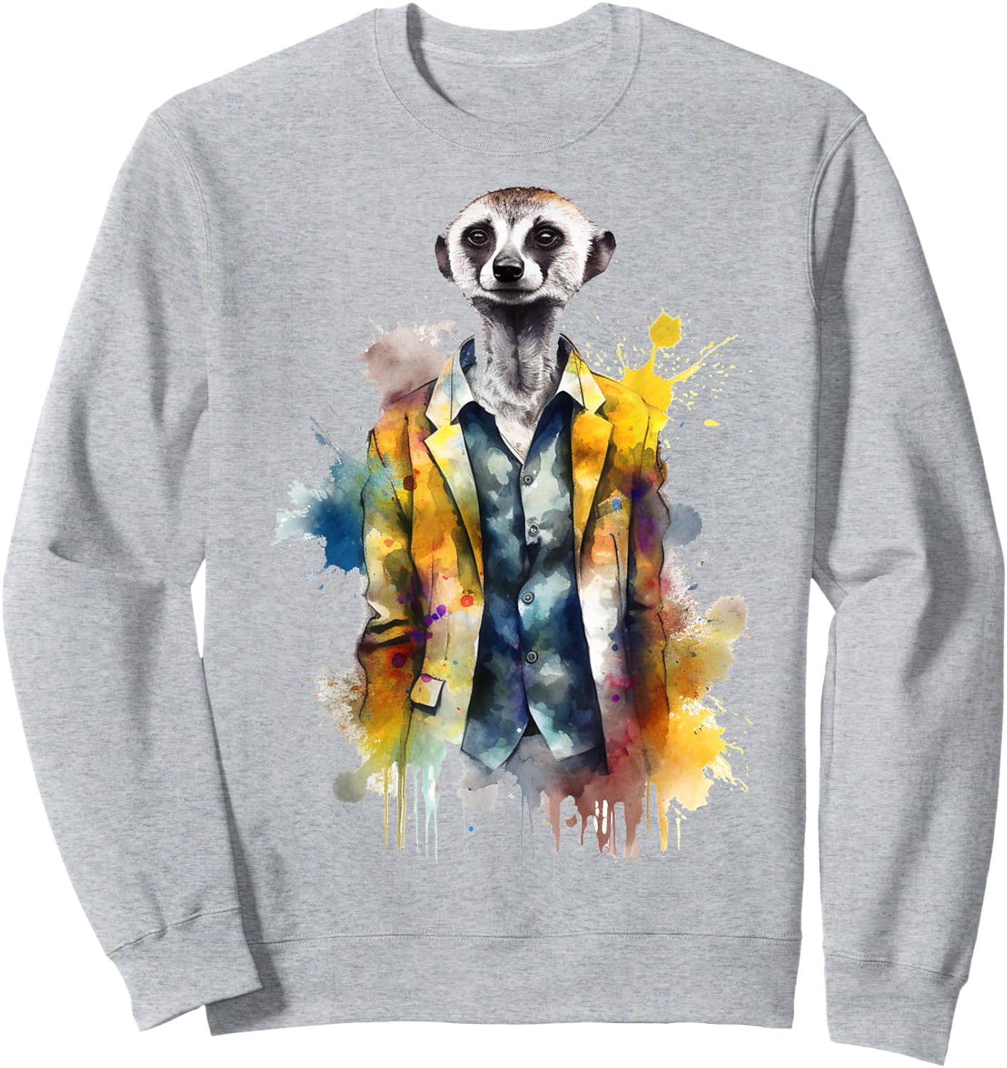 Meerkat Lover Artwork | Animal Motif Meerkat Sweatshirt - Sweatshirt | Ash