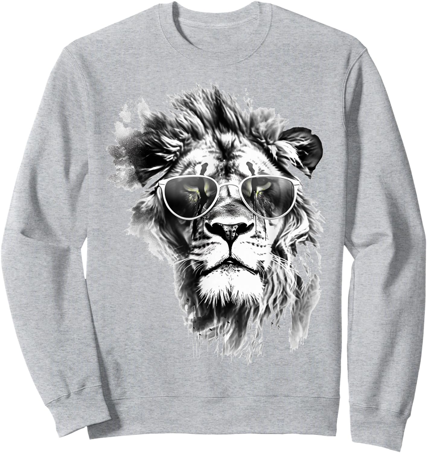 Lion Sunglasses - Art Animal Drawing Lion Sweatshirt - Sweatshirt | Ash