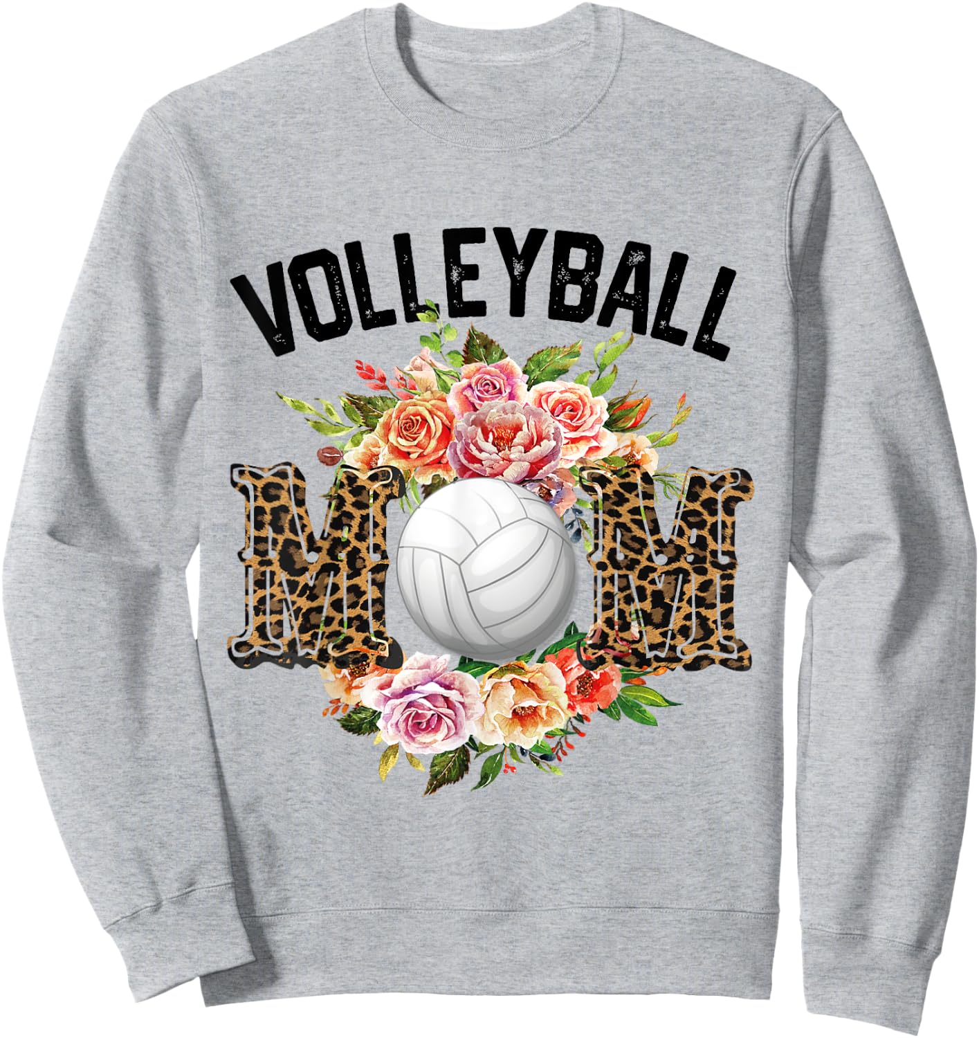 Volleyball Mom Floral Flowers Volleyball Mothers Day 2024 Sweatshirt - Sweatshirt | Ash