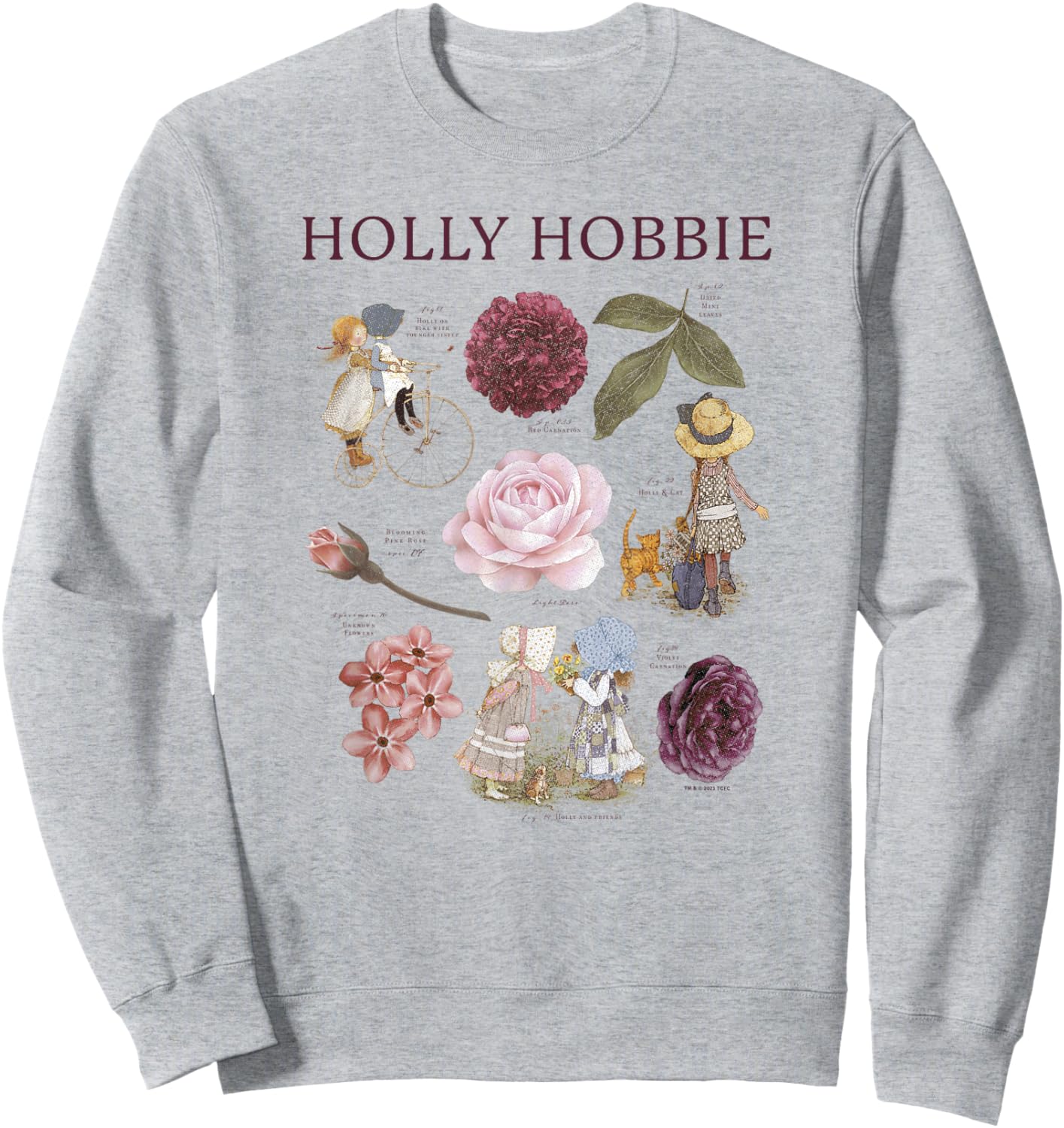 Holly Hobbie Text Book Charming Floral Portrait Sweatshirt - Sweatshirt | Ash