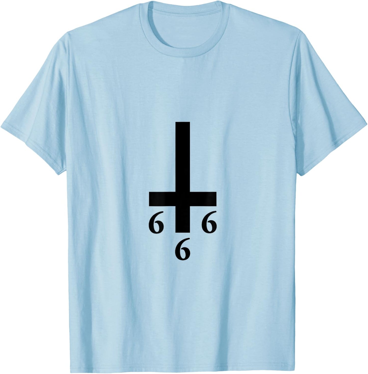Inverted Cross 666 Upside Down Satan Antichrist Atheist T-Shirt - T-Shirt | Light Blue