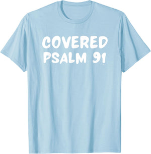 COVERED PSALM 91 Bible Verse T-Shirt - T-Shirt | Light Blue