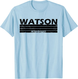 Watson Surname Limited Edition Retro Vintage Style Sunset T-Shirt - T-Shirt | Light Blue