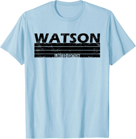 Watson Surname Limited Edition Retro Vintage Style Sunset T-Shirt - T-Shirt | Light Blue