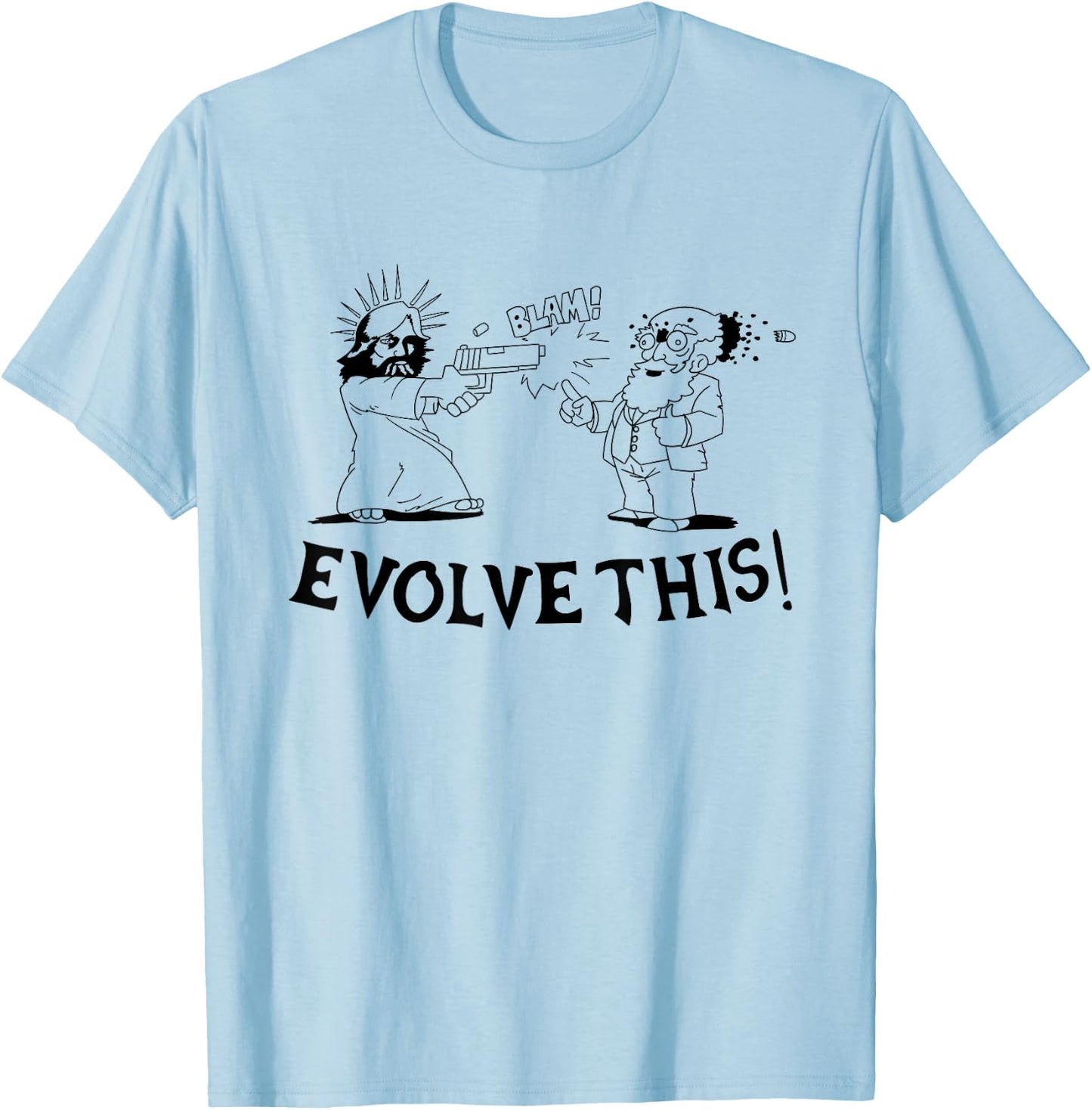 Evolve This - Jesus and Darwin T-Shirt - T-Shirt | Light Blue