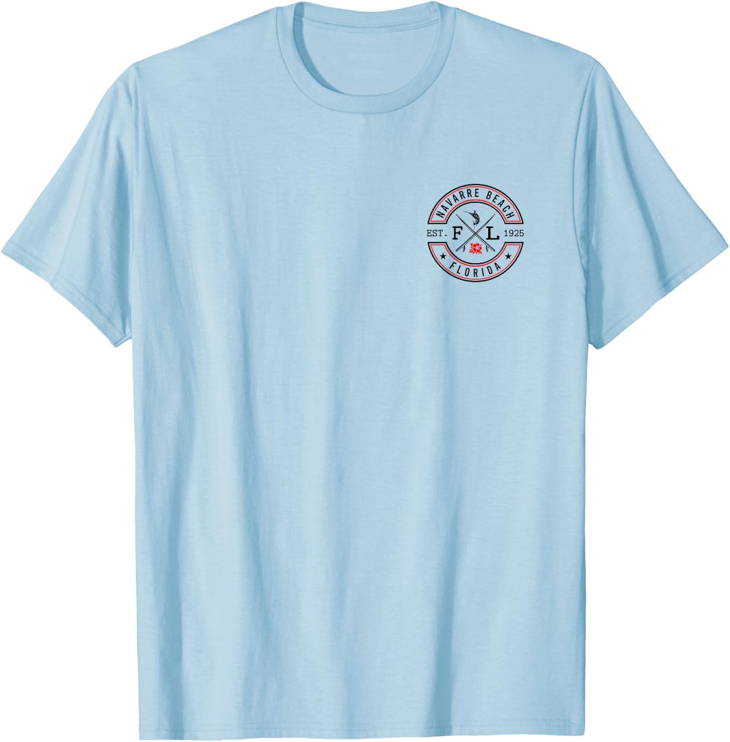 Navarre Beach Florida FL Retro Surfer Beach Front & Back Women T-Shirt - T-Shirt | Light Blue