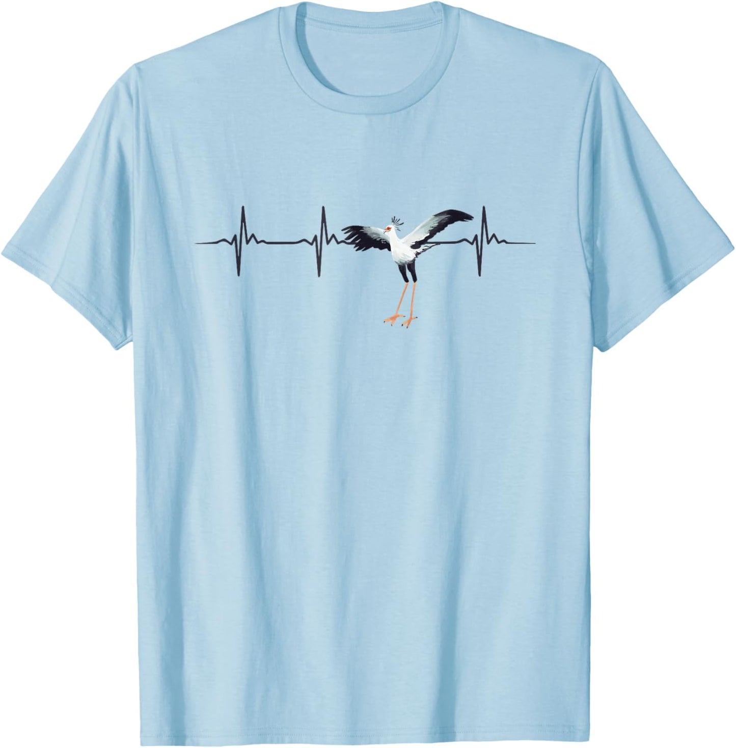 Secretary Bird Heartbeat Outfit Birding Lover T-Shirt - T-Shirt | Light Blue