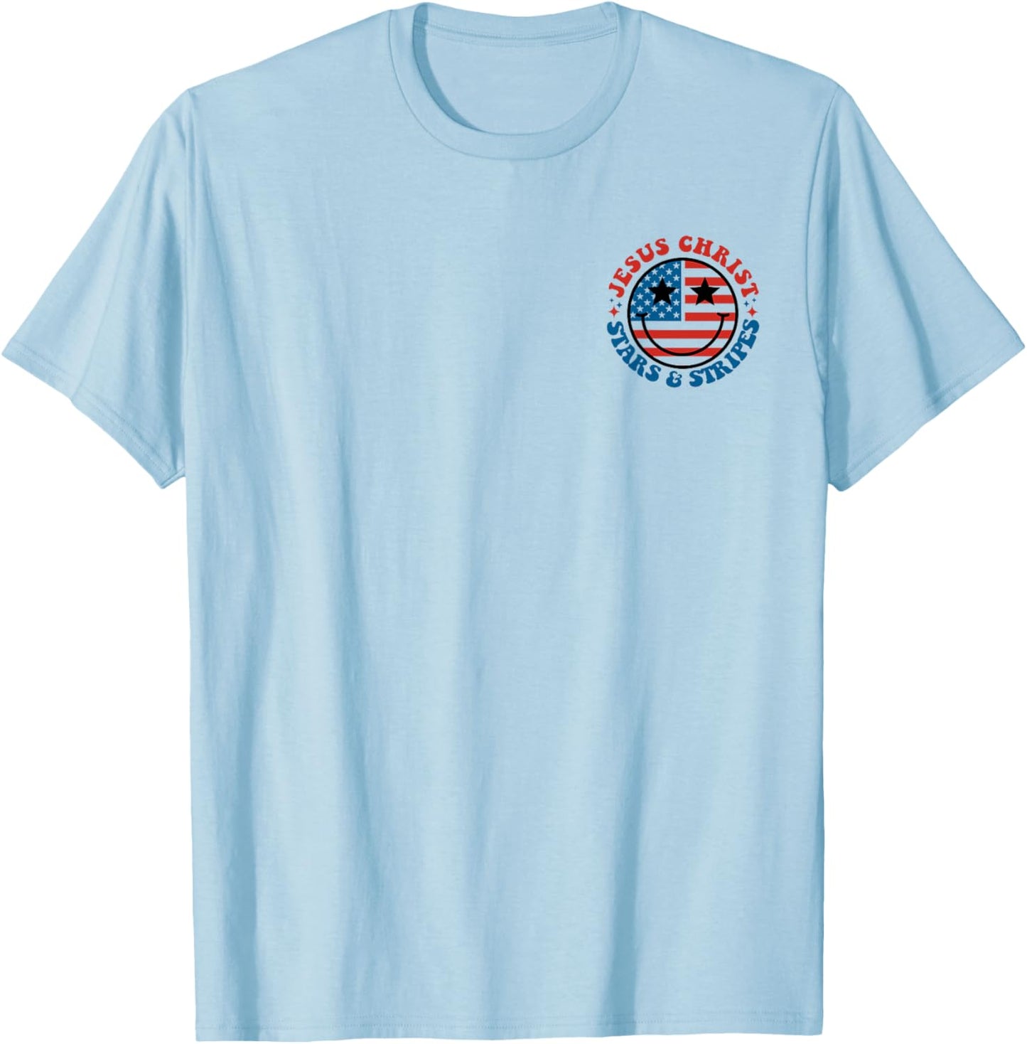 Jesus Christ, Stars & Stripes T-Shirt - T-Shirt | Light Blue