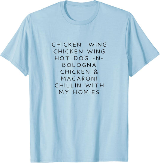 Chicken Wing Hot Dog and Bologna Funny T-Shirt - T-Shirt | Light Blue