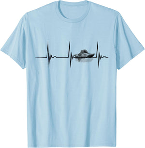 Heartbeat EKG Pulse Boater Motor Boating Drag Boat Racing T-Shirt - T-Shirt | Light Blue