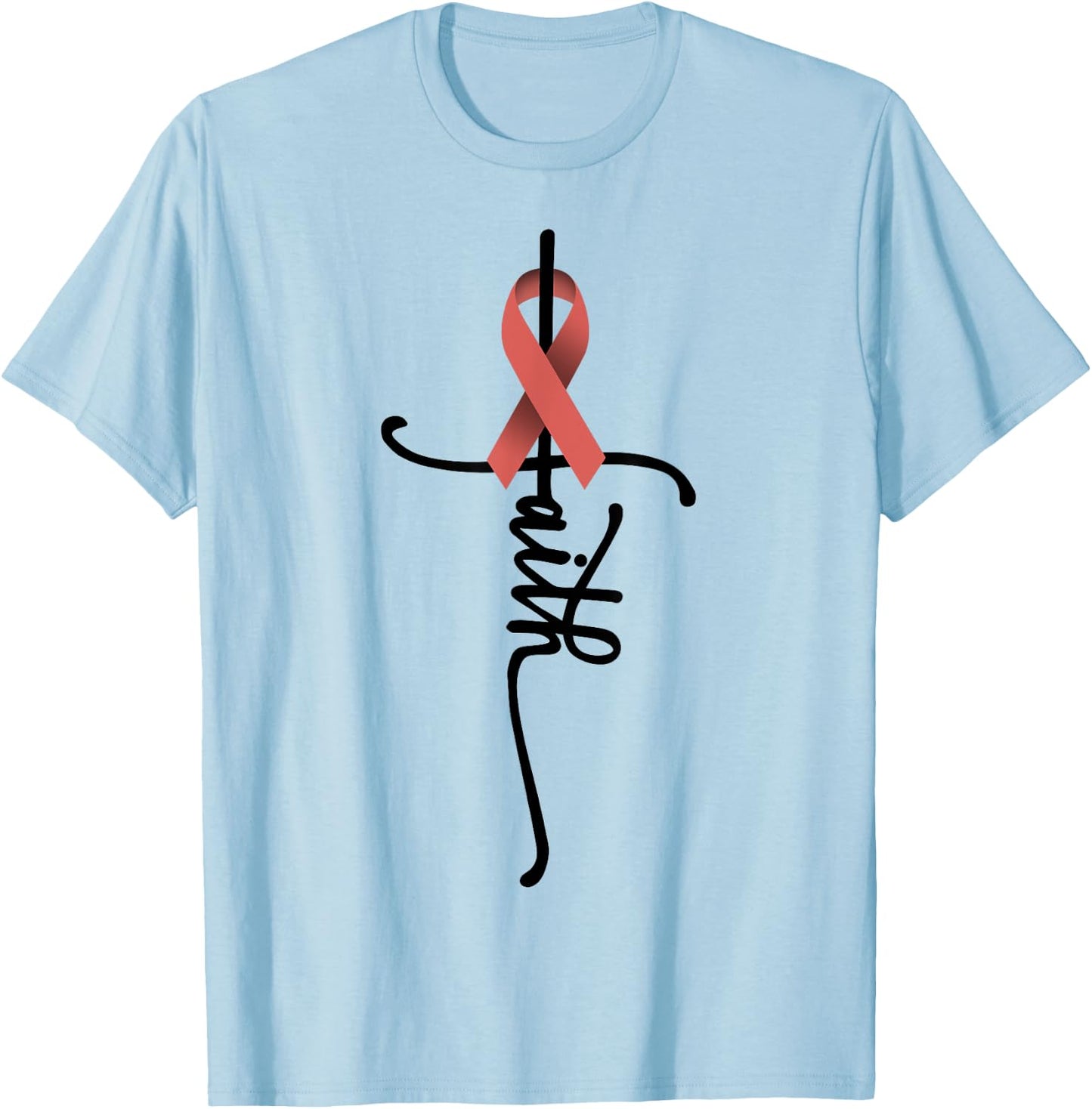 Uterine Cancer Faith Endometrial Cancer Awareness Support T-Shirt - T-Shirt | Light Blue
