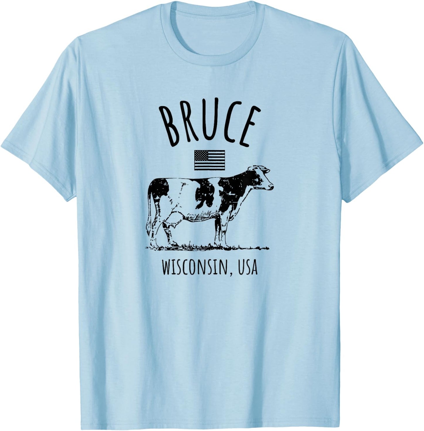 Bruce Wisconsin USA Retro Cow Vintage Style Design T-Shirt - T-Shirt | Light Blue