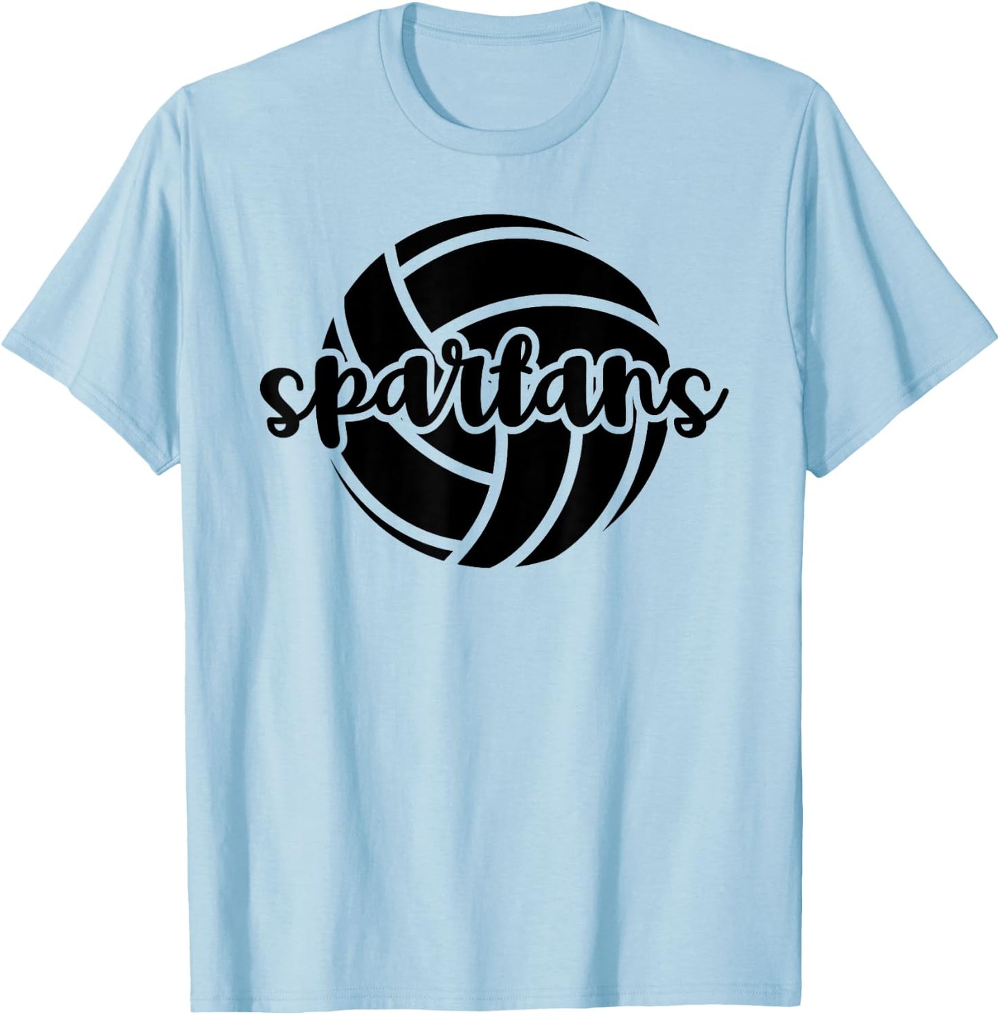 Spartans Volleyball Team Mascot School Spirit Game Night T-Shirt - T-Shirt | Light Blue