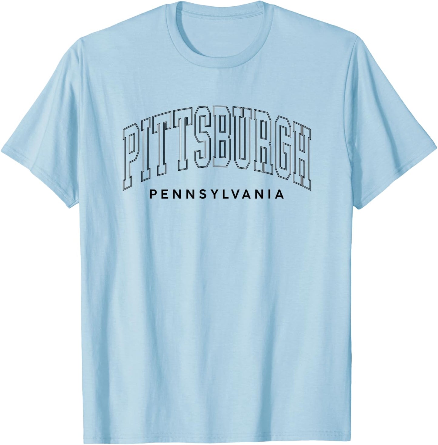 Pittsburgh Letter Text Retro Preppy Throwback T-Shirt - T-Shirt | Light Blue