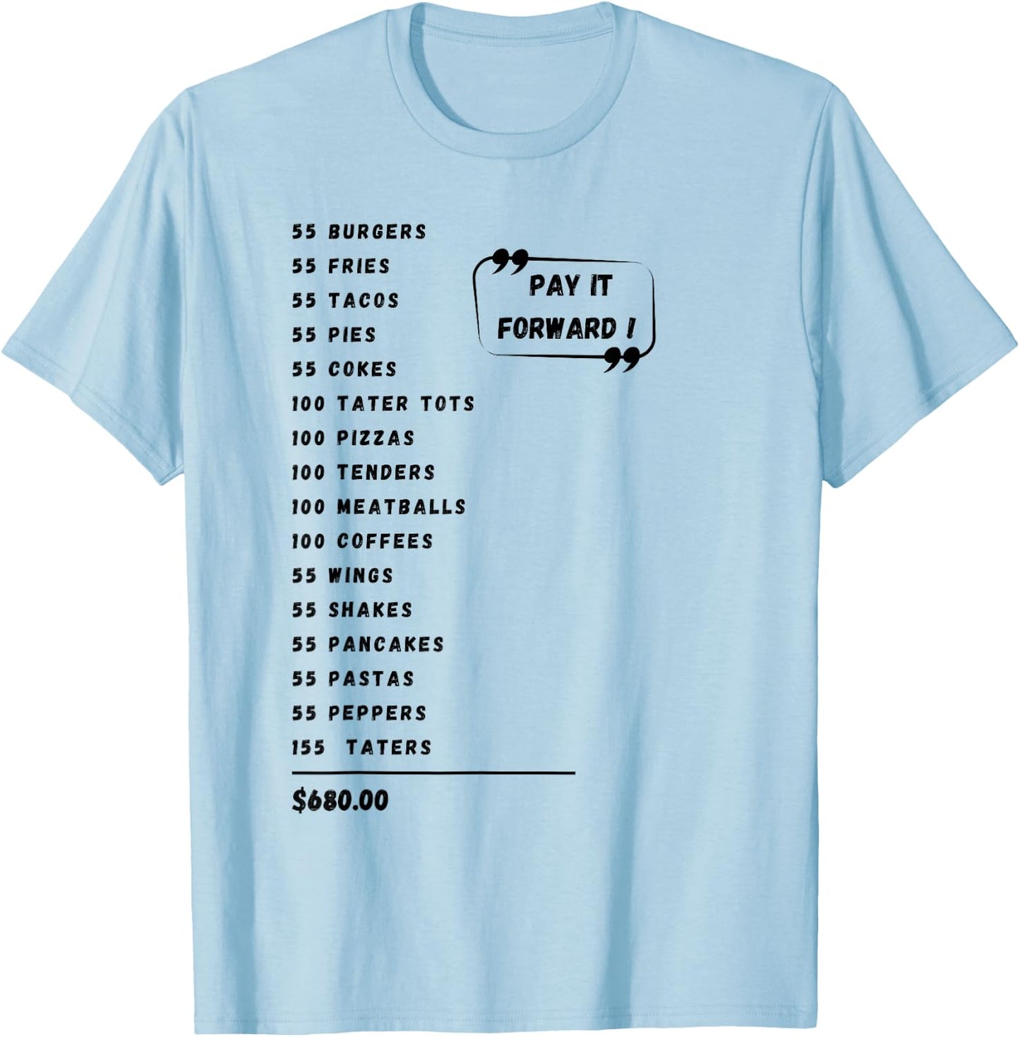 Funny 55 Burgers 55 Shakes 55 Fries Think You Should Leave T-Shirt - T-Shirt | Light Blue