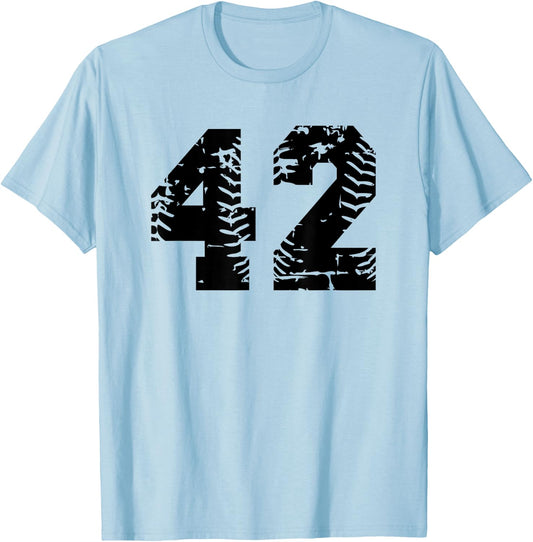 Number #42 Baseball Softball Vintage Favorite Number T-Shirt - T-Shirt | Light Blue