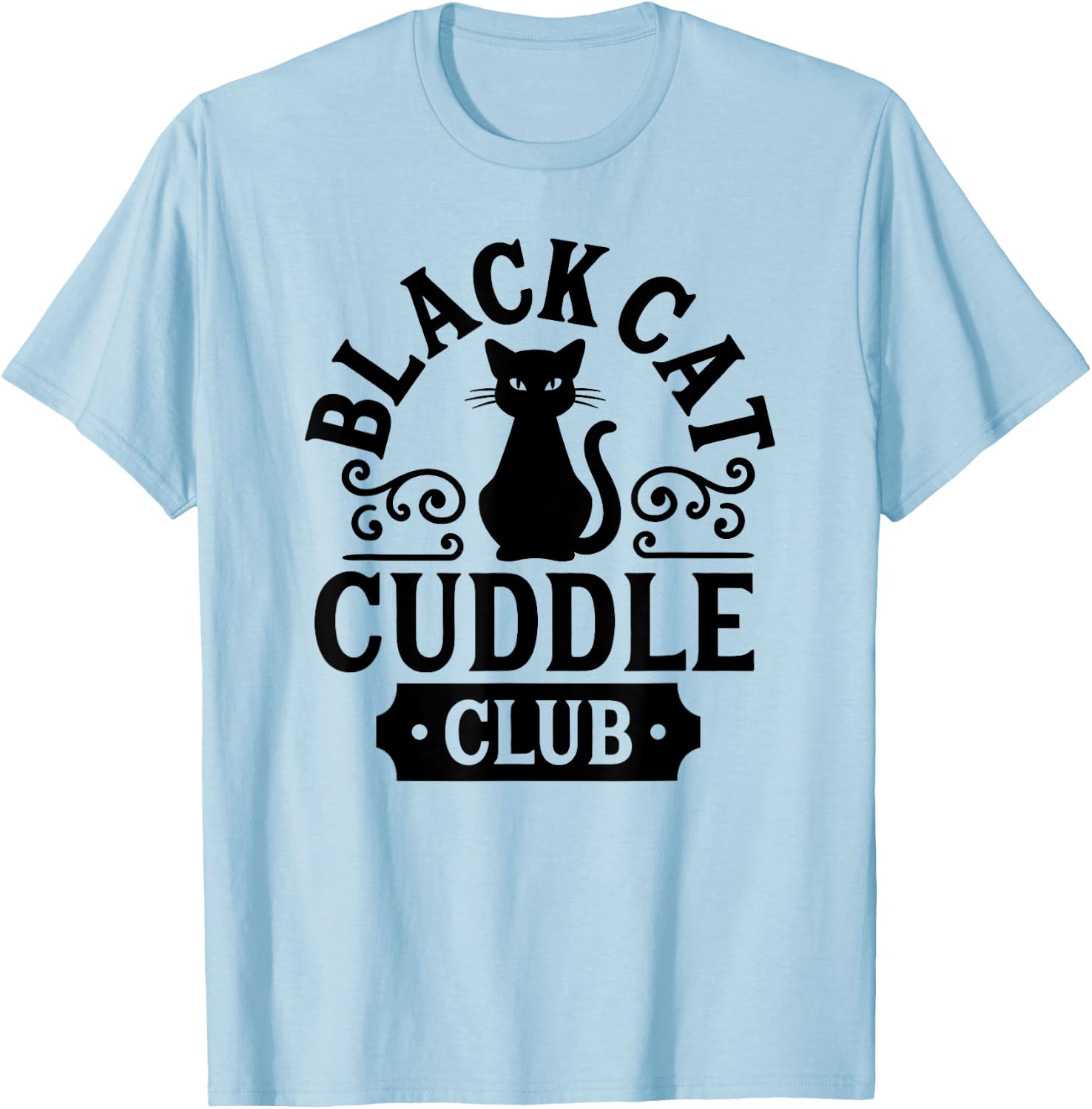 Cuddle Club with Black Cats T-Shirt - T-Shirt | Light Blue
