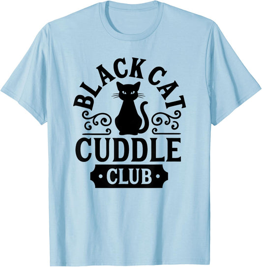 Cuddle Club with Black Cats T-Shirt - T-Shirt | Light Blue