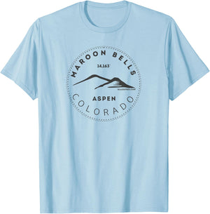 Maroon Bells Aspen Colorado Big Mountain Blackout T-Shirt - T-Shirt | Light Blue