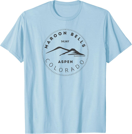Maroon Bells Aspen Colorado Big Mountain Blackout T-Shirt - T-Shirt | Light Blue