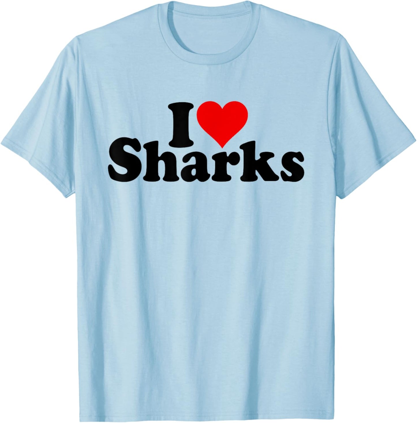 I Love Heart Sharks T-Shirt - T-Shirt | Light Blue