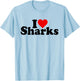 I Love Heart Sharks T-Shirt - T-Shirt | Light Blue