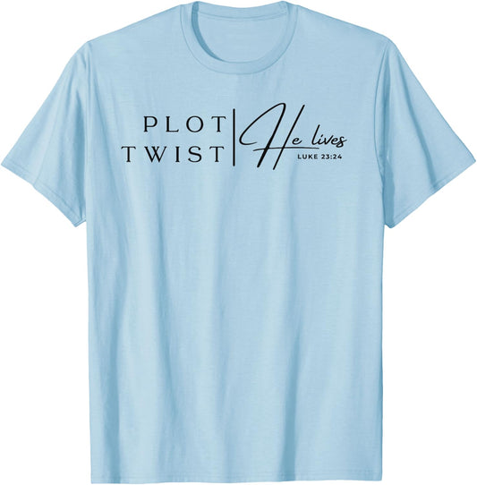 Plot Twist He Lives Trendy Christian Easter T-Shirt - T-Shirt | Light Blue