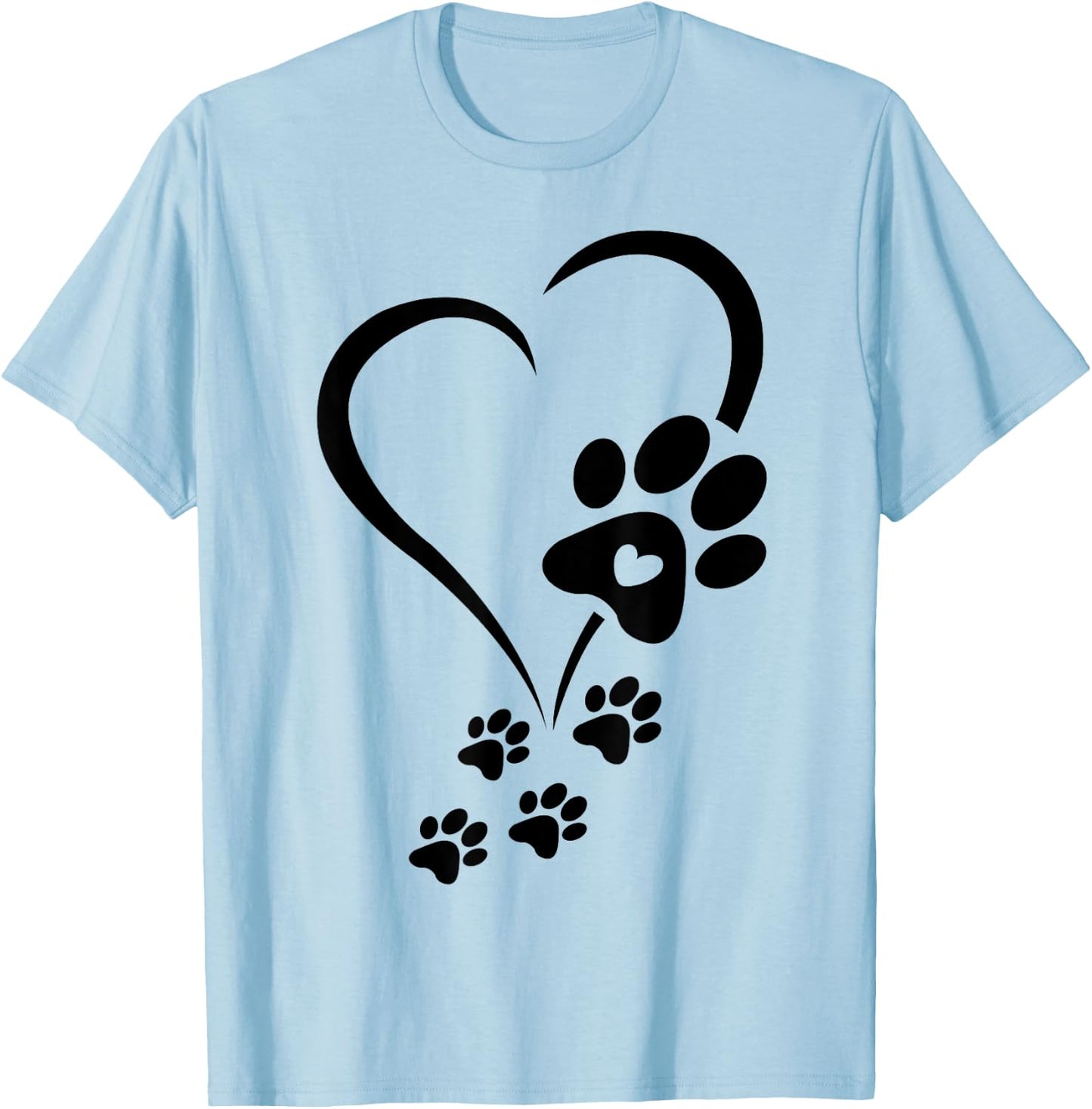 Dog Paw Heart Baby Dogs - Dog Paws Hearts Dog Paw Print T-Shirt - T-Shirt | Light Blue