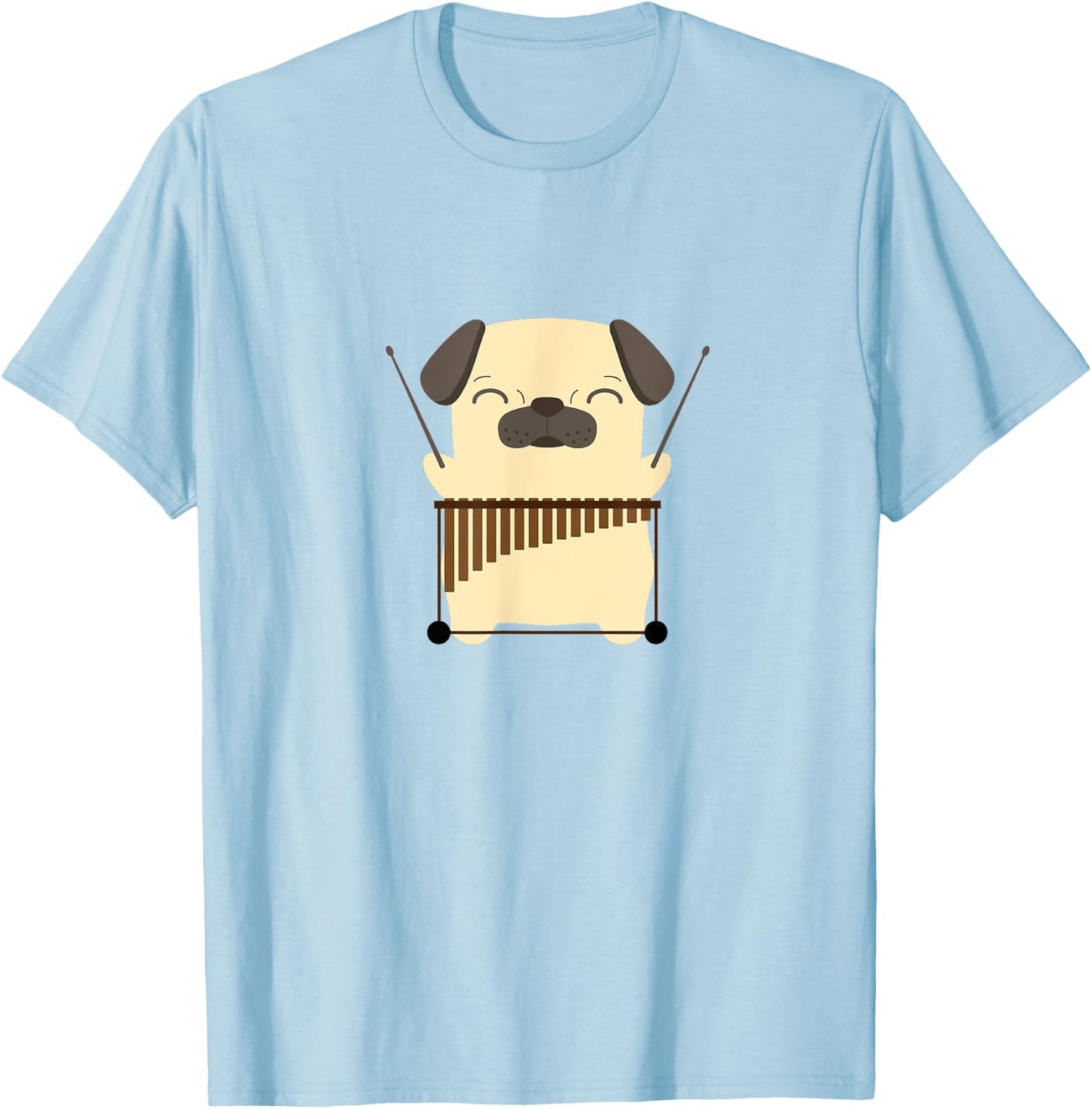 Pug with Vibraphone Vibraphonist Gift T-Shirt - T-Shirt | Light Blue