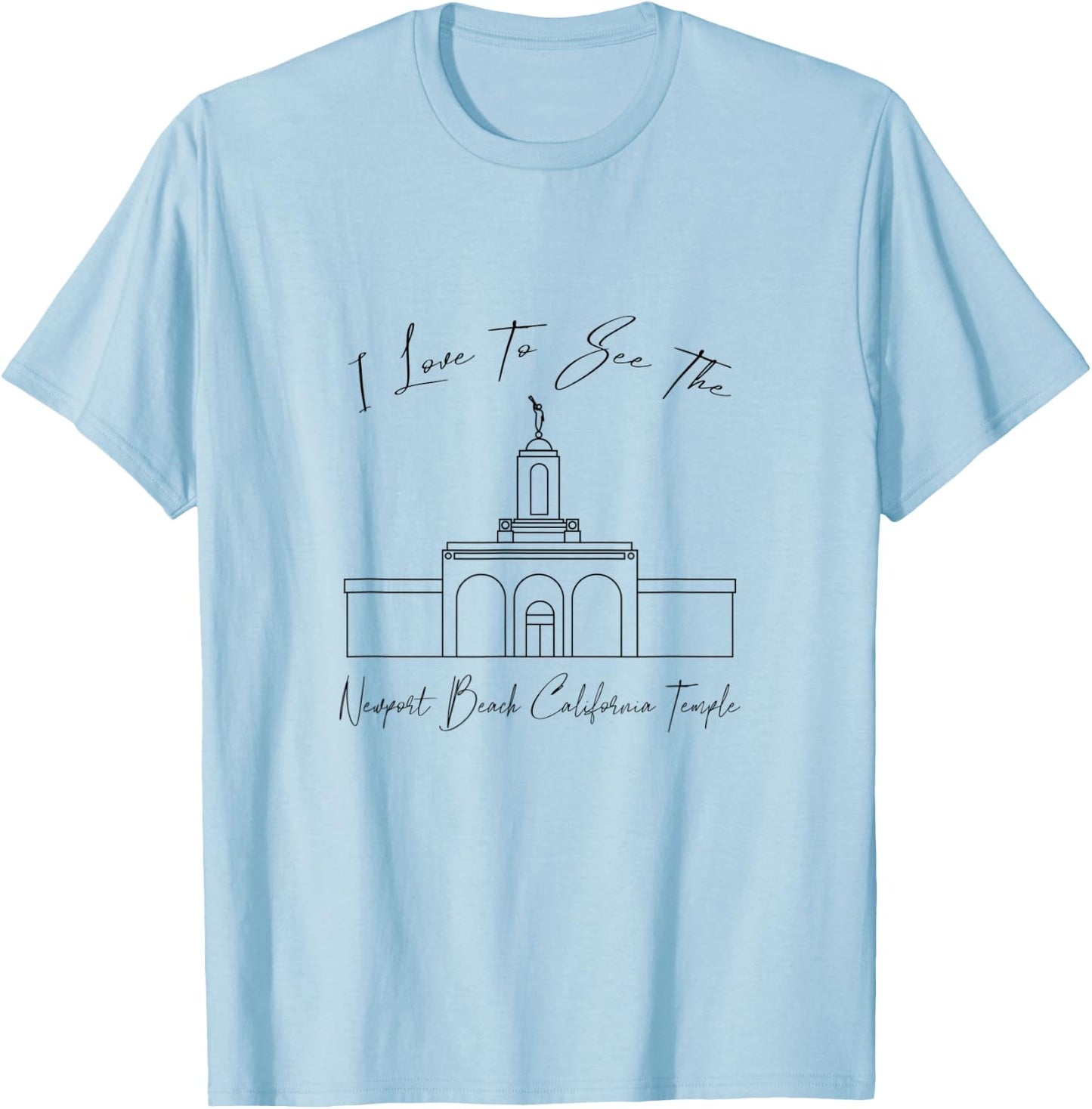 Newport Beach CA Temple, I love to see my temple, calligraph Women Kids T-Shirt - T-Shirt | Light Blue