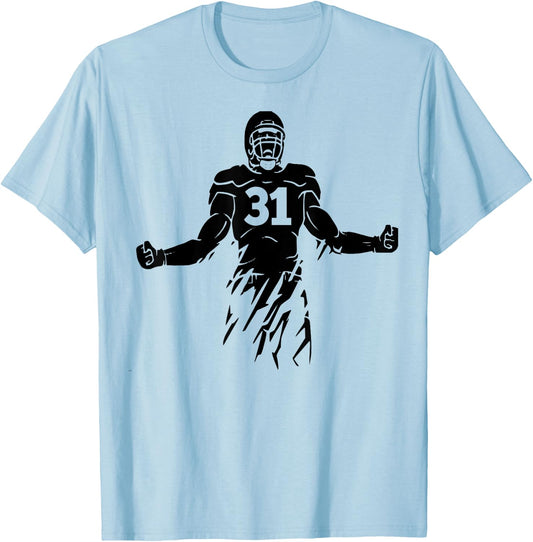 Football Number 31, My Favorite Football Players Number T-Shirt - T-Shirt | Light Blue