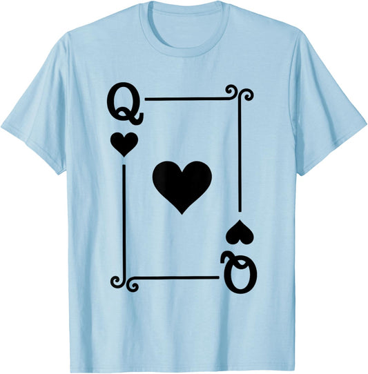 Playing Cards Costume - Queen Hearts Card - Queen Card T-Shirt - T-Shirt | Light Blue