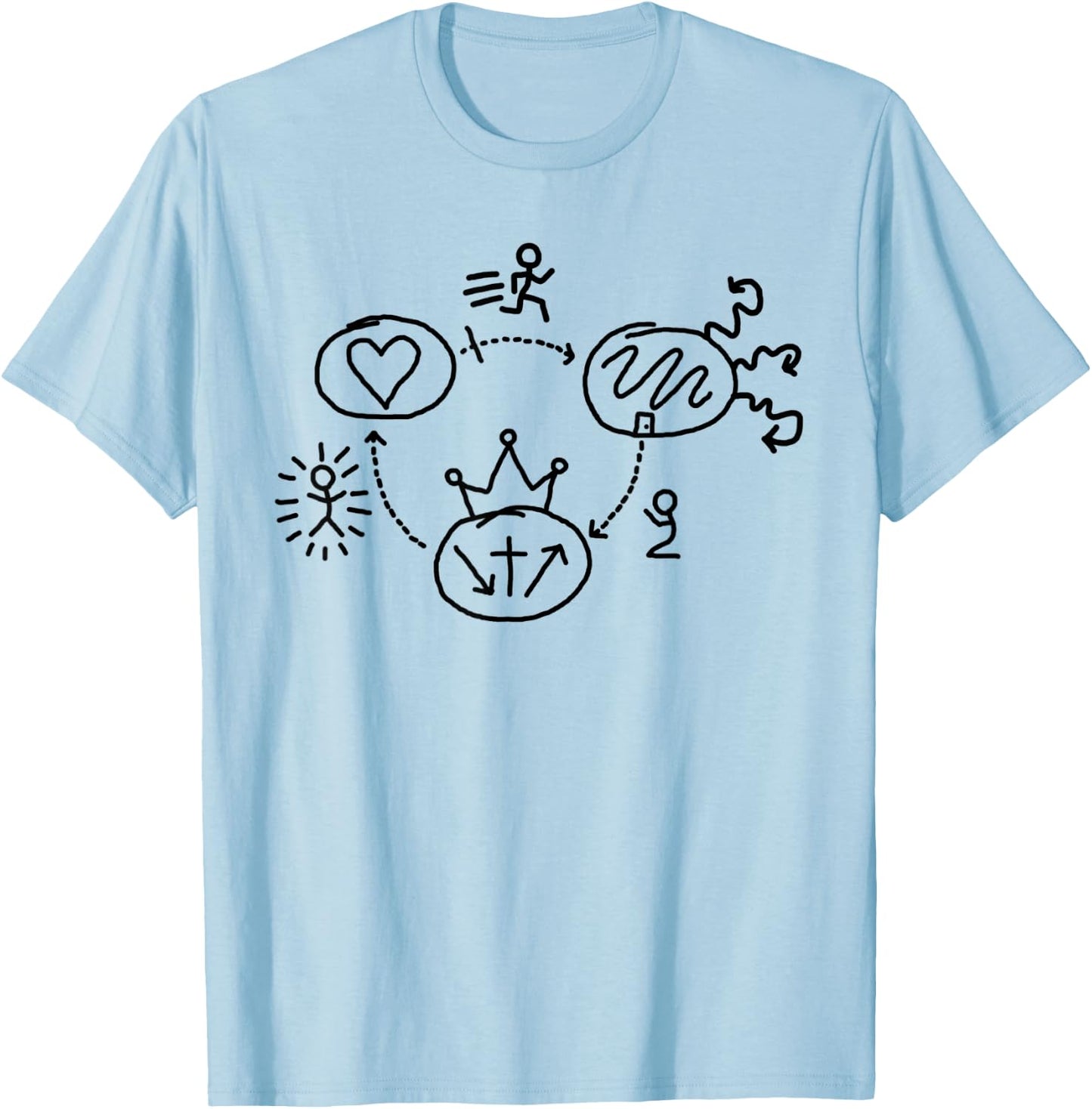 3-Circles - Black Ink T-Shirt - T-Shirt | Light Blue
