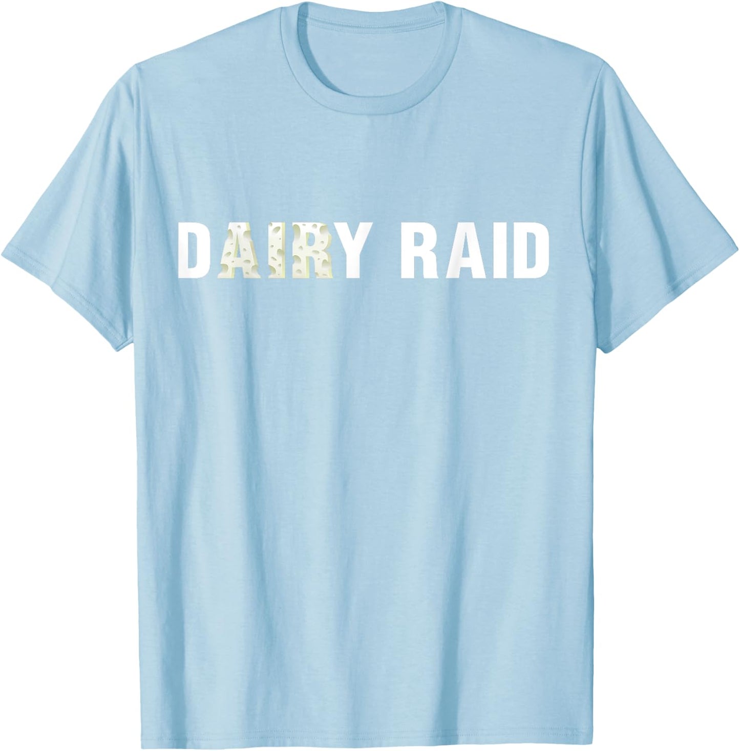 Dairy Raid Wisconsin Football White Cheese Text T-Shirt - T-Shirt | Light Blue