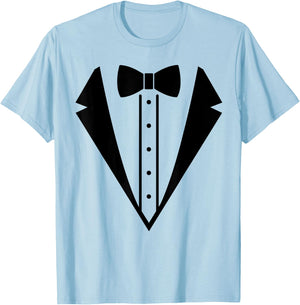 Fancy Wedding Prom Bowtie Tuxedo Black Funny Men's Women's T-Shirt - T-Shirt | Light Blue
