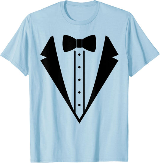 Fancy Wedding Prom Bowtie Tuxedo Black Funny Men's Women's T-Shirt - T-Shirt | Light Blue