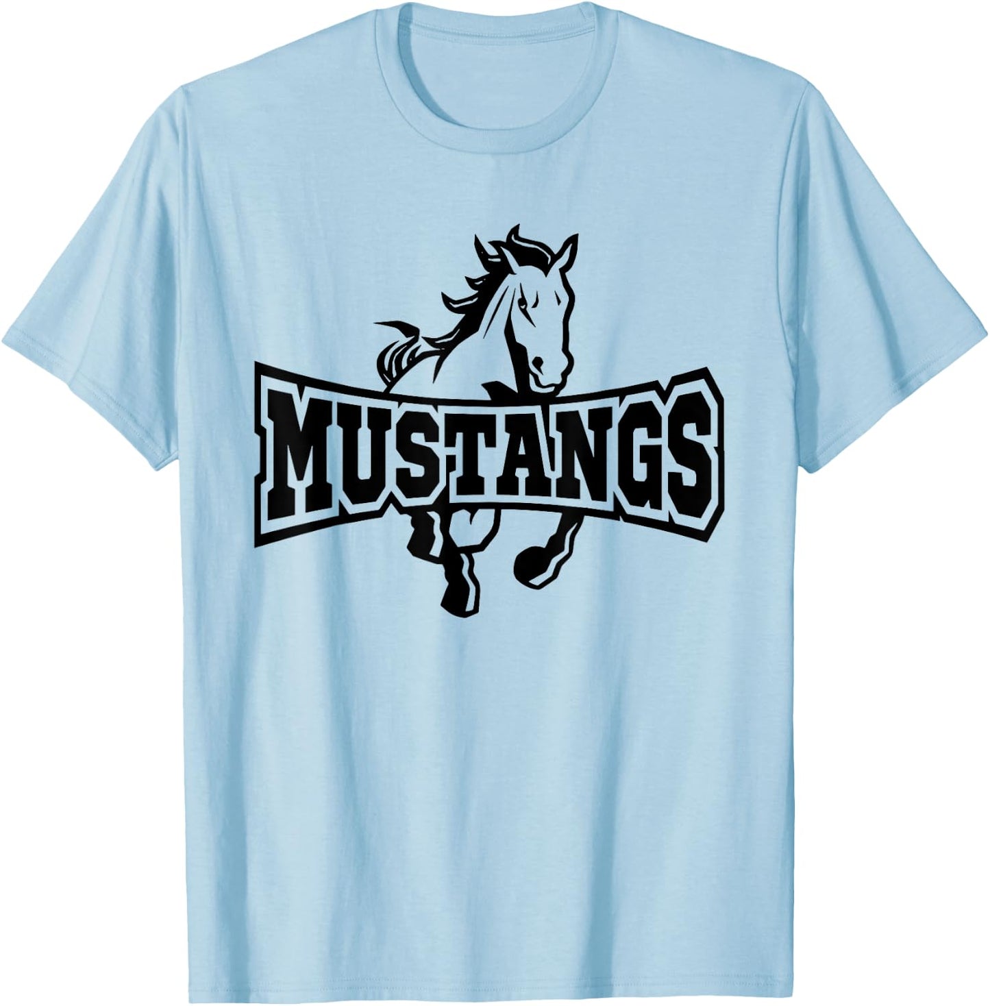 Mustangs Teacher Student School Sports Fan Team Spirit T-Shirt - T-Shirt | Light Blue