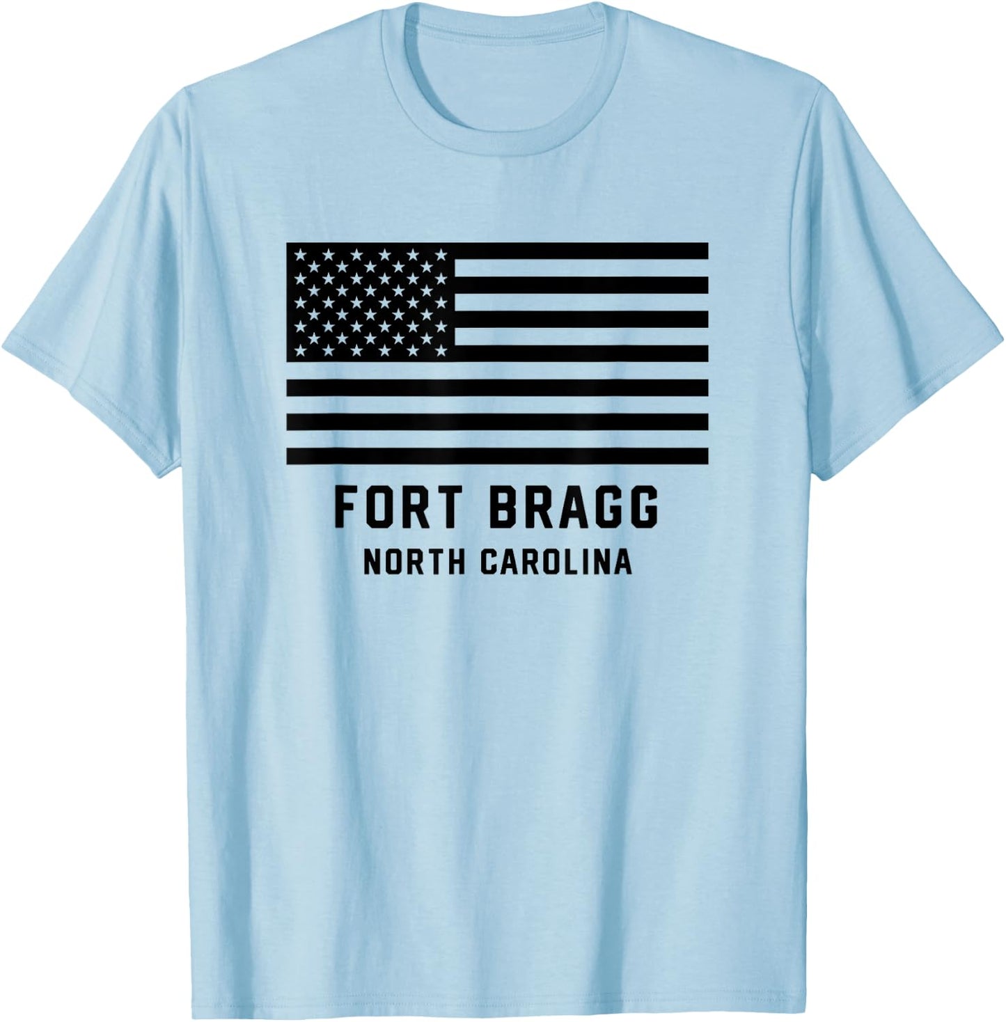 Fort Bragg North Carolina US Army American Flag Patriotic T-Shirt - T-Shirt | Light Blue