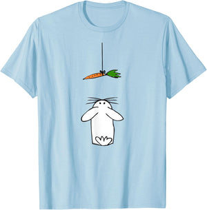 Cute and Funny Rabbit Looking Up at Carrot Kids Easter T-Shirt - T-Shirt | Light Blue