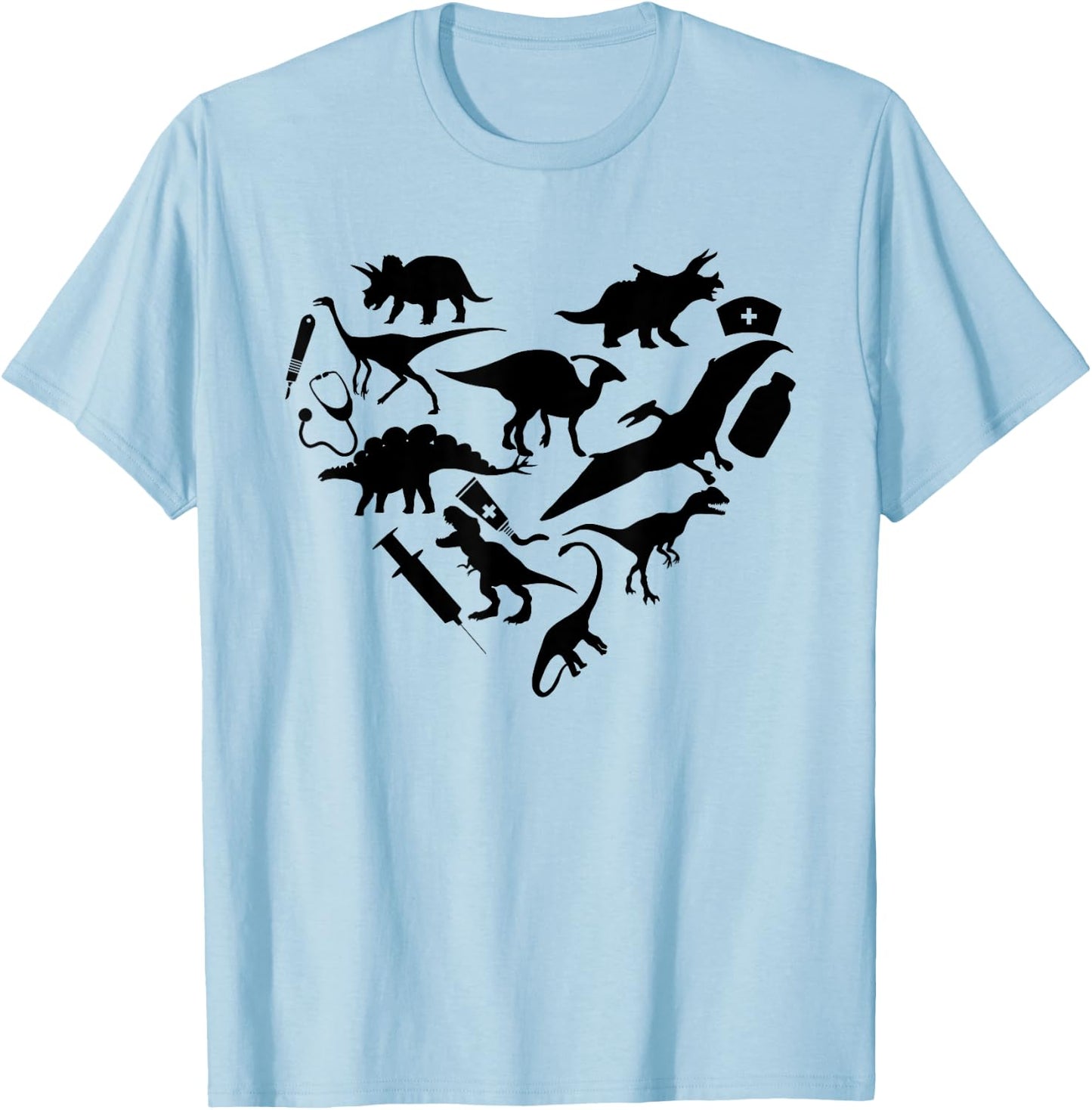 Funny Dinosaur Nurse Week 2023 Pediatric Physical CNA RN T-Shirt - T-Shirt | Light Blue