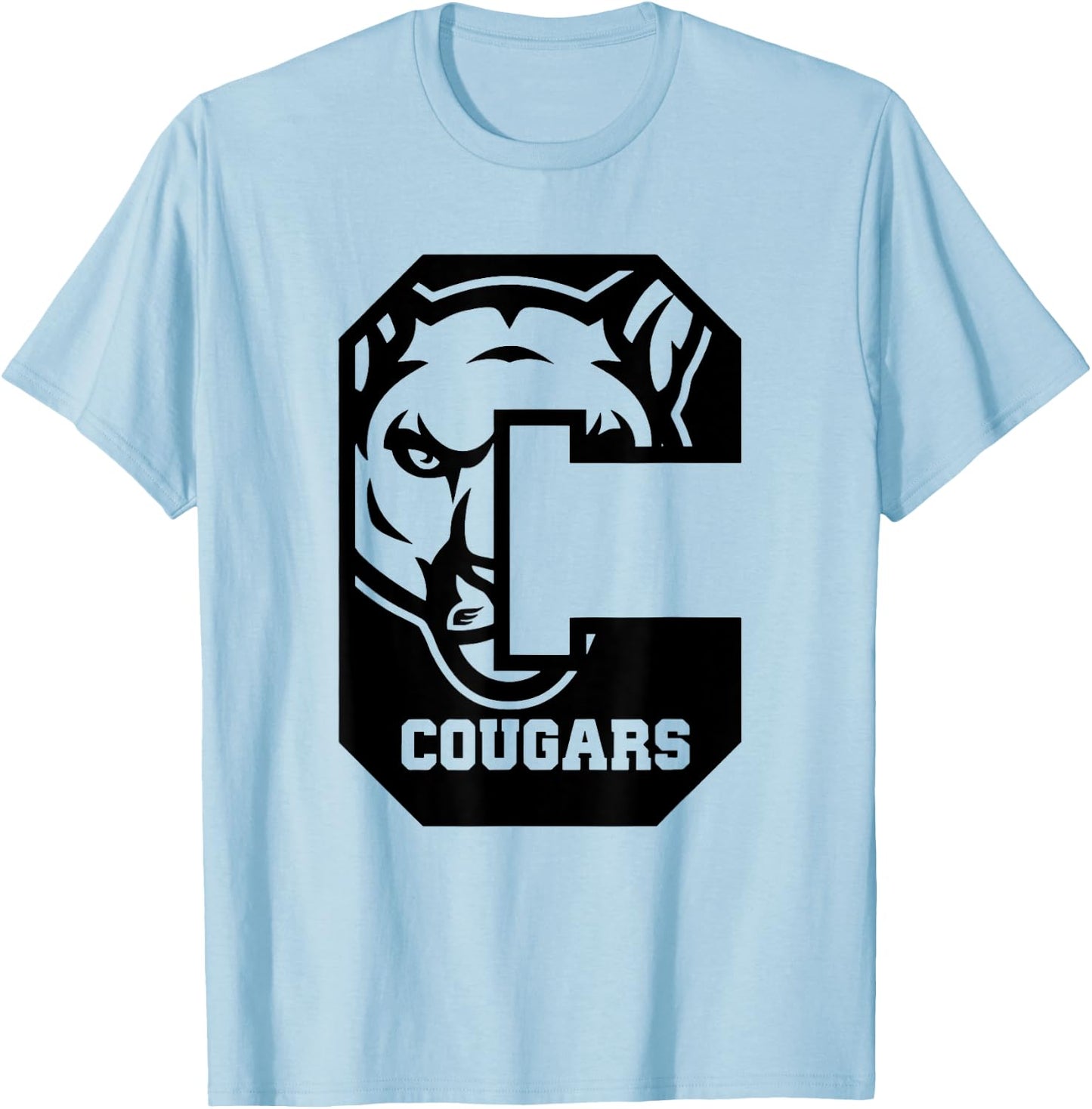 Cougars Football School Sports Fan Team Spirit T-Shirt - T-Shirt | Light Blue