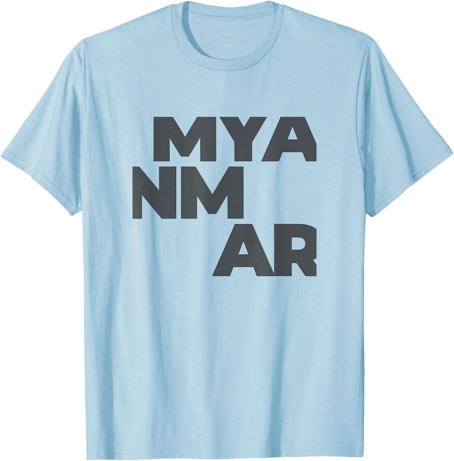 Myanmar Large Text T-Shirt - T-Shirt | Light Blue