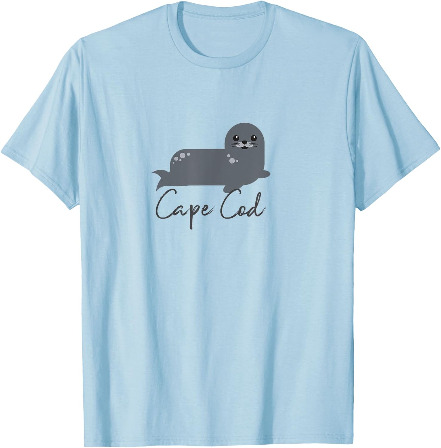 Cape Cod Cute Whimsy Marine Life Harbor Seal Vacation T-Shirt - T-Shirt | Light Blue