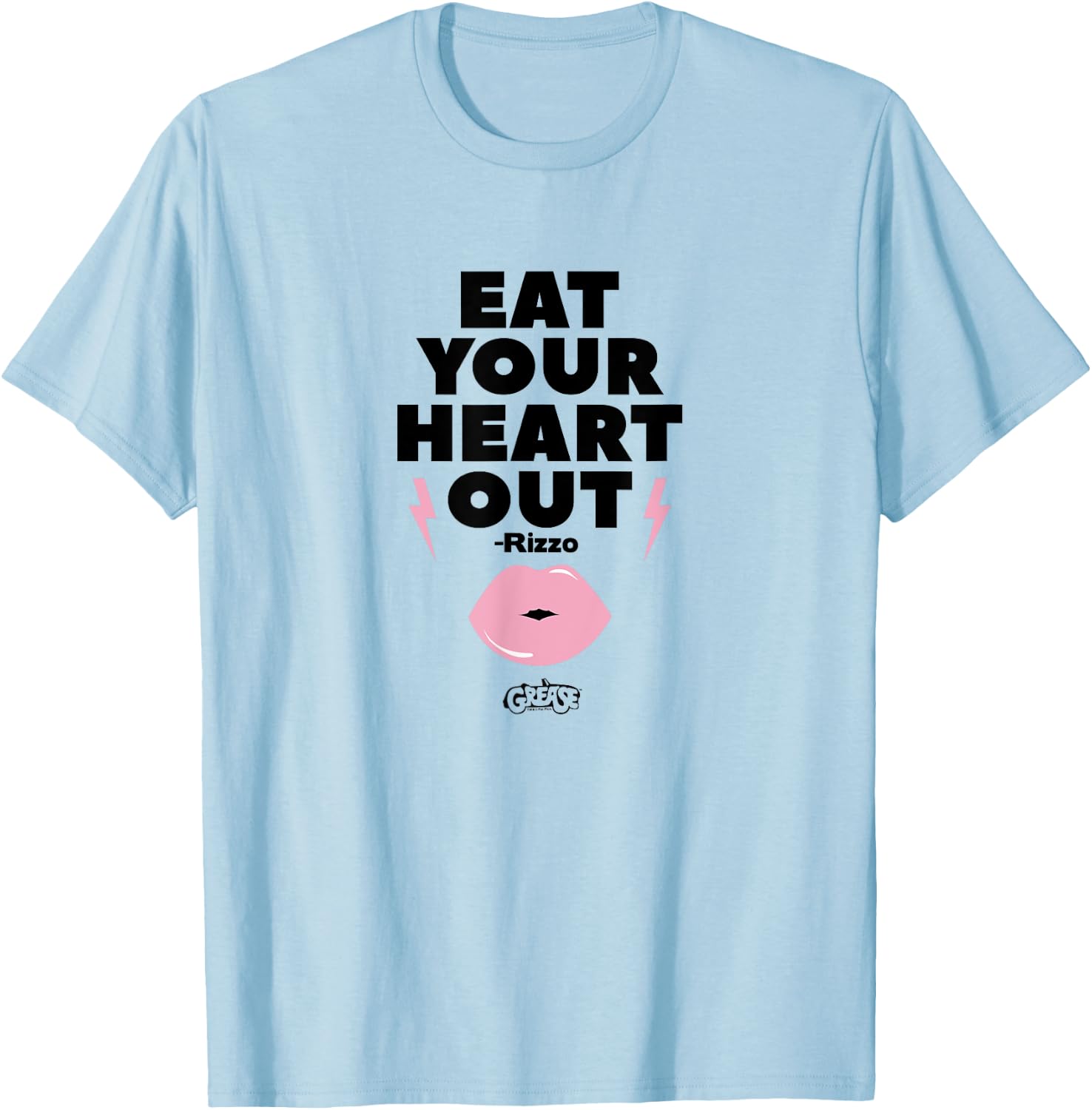 Grease - Rizzo Lips Eat Your Heart Out T-Shirt - T-Shirt | Light Blue