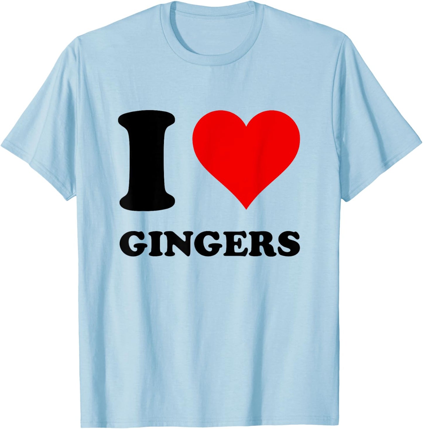 Red Heart I Love Gingers T-Shirt - T-Shirt | Light Blue