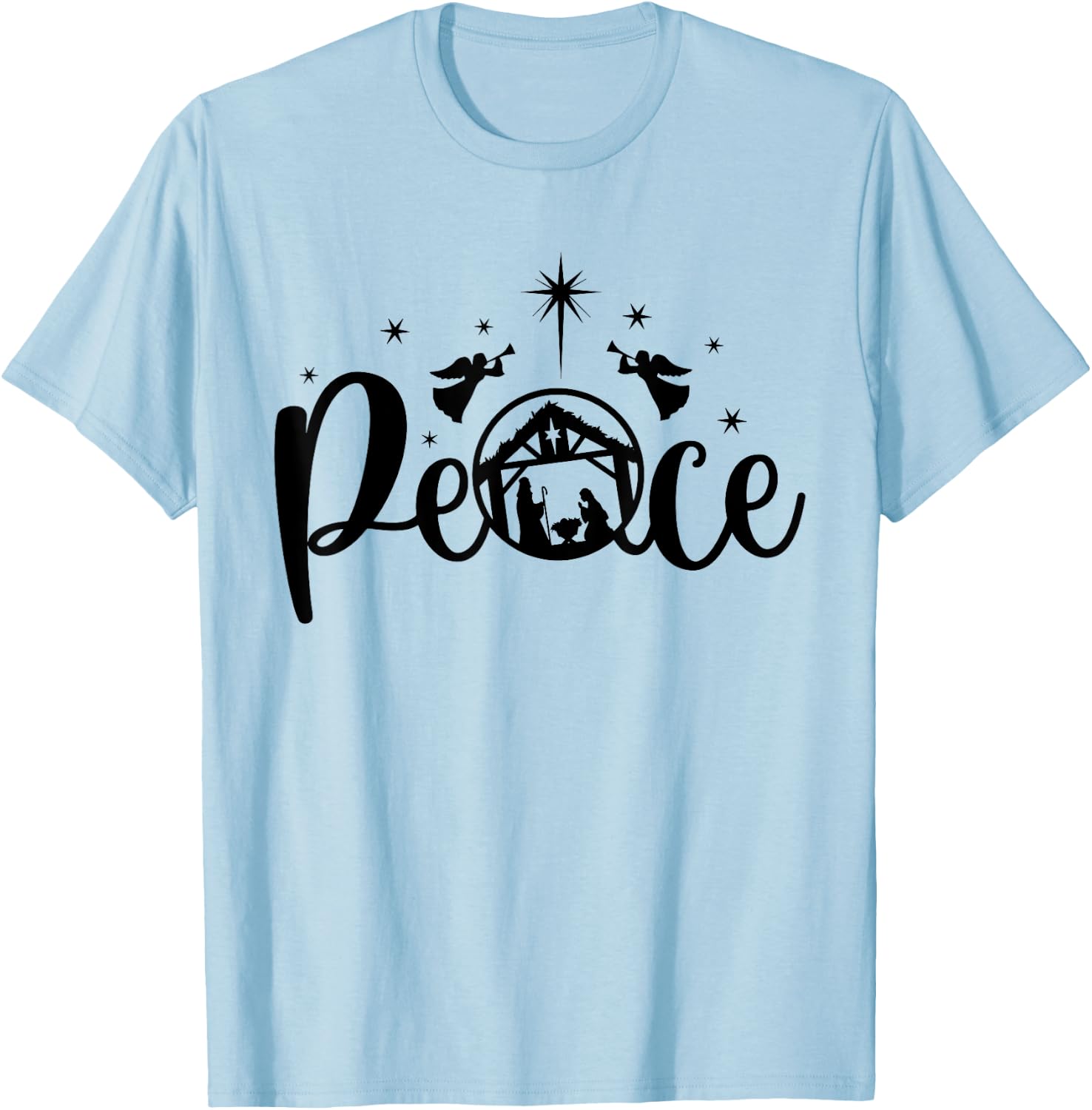 Peace Jesus Christian Christmas Nativity Scene XMAS Faith T-Shirt - T-Shirt | Light Blue