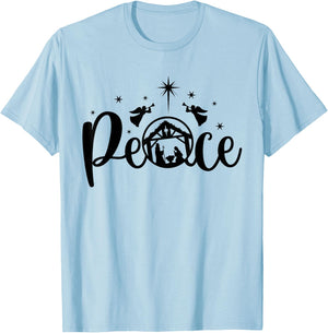Peace Jesus Christian Christmas Nativity Scene XMAS Faith T-Shirt - T-Shirt | Light Blue